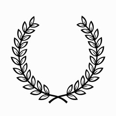 Olive branch circle wreath outline design in minimalist style  