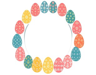 Circle frame of decorated eggs
