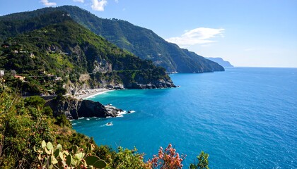 Naklejka premium Coastal landscape view of a rugged coastline