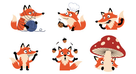 Fototapeta premium Playful Fox Friends: Woodland Mischief