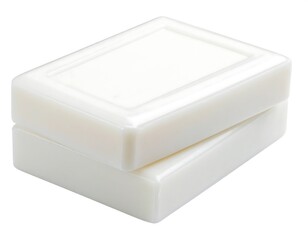 Two bars of white soap stacked