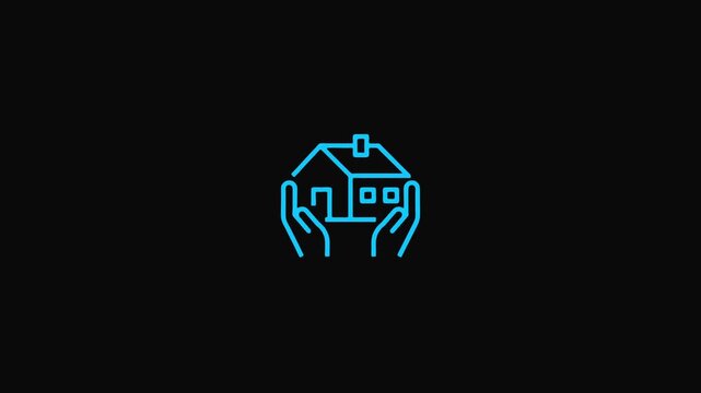 Smart Home ,Safe Home Protection Symbol Explained | Meaning of Hands Holding House Icon for Insurance, Security, Real Estate and Shelter 4k video .
