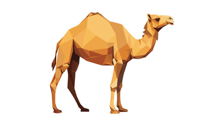 A geometric style illustration of a dromedary camel standing proudly on a transparent background isolated on transparent background