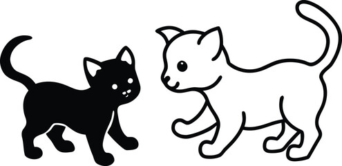 cute kittens exploring enchanted garden illustration on transparent background