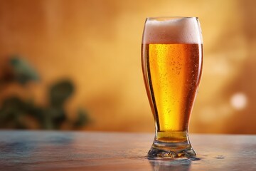 Enjoying a refreshing light beer in celebration of International Beer Day while relaxing in a cozy atmosphere