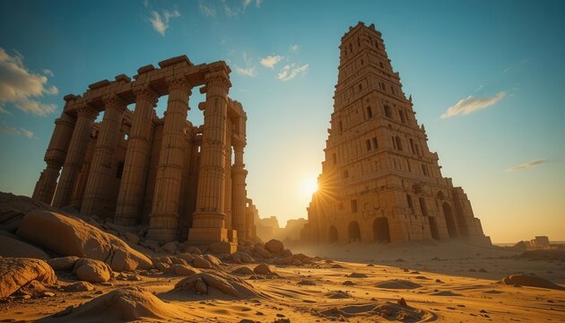 Midas Touch  Light Painting the Remains of Pride, Tower Against the Golden Hour, Sunlight and the Sky