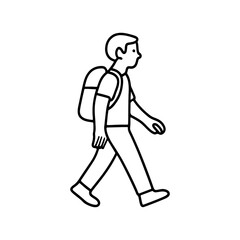 line icon man walking with a backpack vector on a white background
Vector line icon on a white background