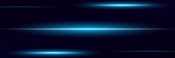 Horizontal flash of light. Laser beams, light lines.