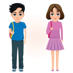 male and female students standing side by side