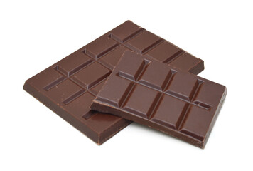 Chocolate pieces on white background