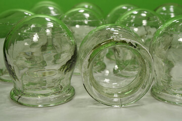 Glass medical cups for medical purposes, rehabilitation, increasing blood flow