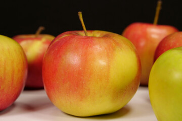 Ripe juicy red and yellow apples