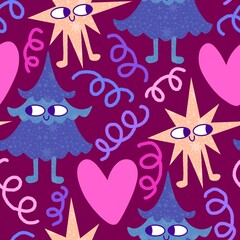 Christmas tree seamless winter pattern for wrapping paper and fabrics and kids and new year party