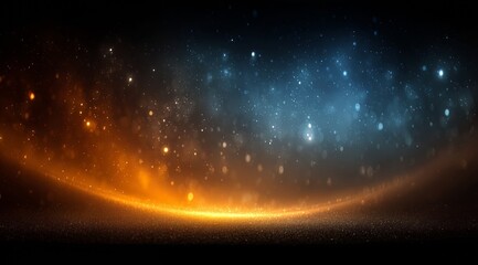 Obraz premium Black background with orange and blue streaks of light. The orange streaks are more prominent than the blue streaks