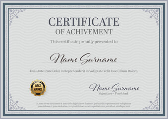 Certificate of Achievement Vintage Ornament Frame