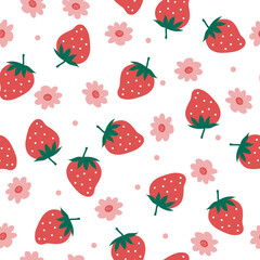 Cute Strawberry & Pink Floral Pattern