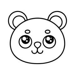 Cute cartoon bear face character with large eyes and rounded ears  