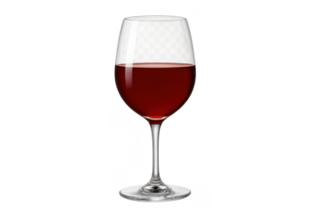 Red wine in glass with transparent background