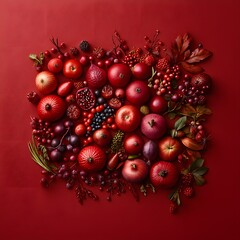 Vibrant Red Fruits and Berries Autumn Harvest Still Life Photography