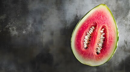 Juicy Watermelon Slice on Dark Background, Summer Fruit
