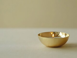 Serene Gold Bowl Candle Light Meditation Still Life