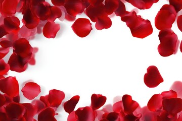 Valentine's love background with scattered red petals forming a romantic setting perfect for celebrations and heartfelt messages on a special day