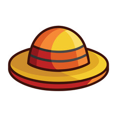 Cartoon sun hat illustration summer fashion accessory beach wear headwear straw hat for sunny days