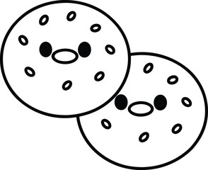 cute donuts with kawaii faces illustration on transparent background