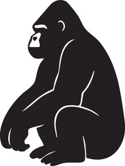 gorilla sitting silhouette vector