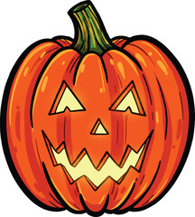 Spooky Halloween Jack-o'-Lantern Vector Illustration