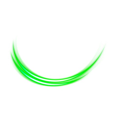 Green glowing arc brush stroke on transparent background
