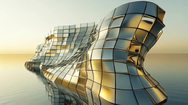 Futuristic Architecture with Curved Glass Facade