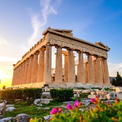 Obraz premium Ancient temple at sunset