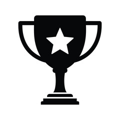 A black trophy with a star emblem representing achievement and victory