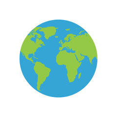 A simplified illustration of the earth showing continents and oceans