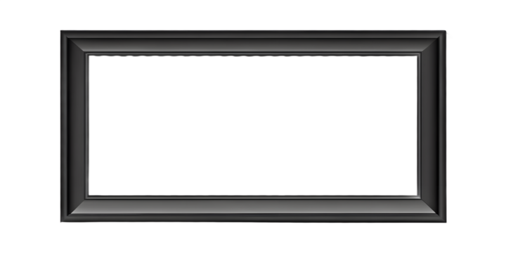 Black picture frame isolated on transparent background, perfect for showcasing artwork, photos, or certificates, adding a touch of elegance and sophistication to any space