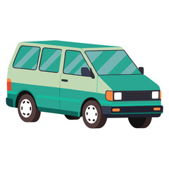 Illustration of a green and light green minivan for family travel and road trip adventures