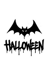 Edgy Halloween bat with glowing eyes and dripping spooky text creates a perfect festive design