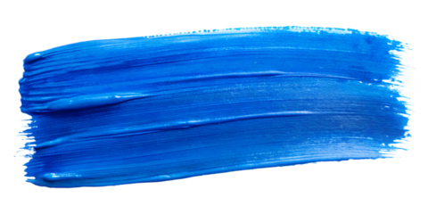 A striking blue paint stroke isolated on transparent background, showcasing a smooth, glossy texture, ideal for adding a modern and bold touch to any visual project