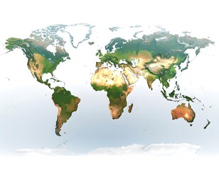 World map, shaded relief