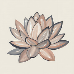 Elegant Succulent Flower Illustration, Nature Art, Minimalist Design, Soft Colors, Digital Artwork