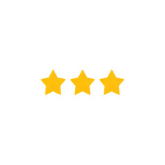 Three golden stars show rating quality achievement success