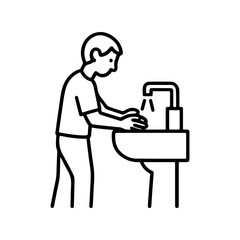 line icon man washing his hand vector on a white background
Vector line icon on a white background