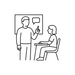 line icon accountant at the board tells vector on a white background
Vector line icon on a white background