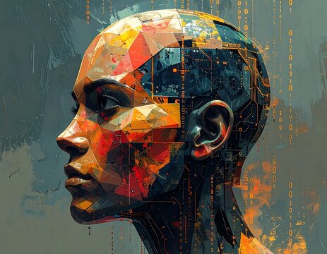 Digital Canvas of a Futuristic Female Profile