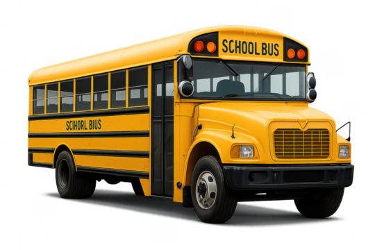 Yellow school bus transporting students to education