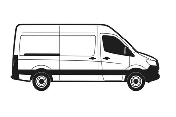 Cargo delivery van black silhouette transparent background