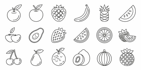 Creative Minimal Fruit Vector Icon Bundle