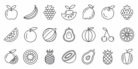 Modern Outline Fruit Icons For Marketing
