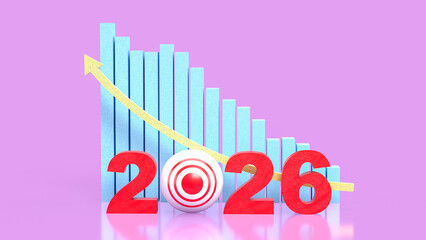 The 2026 Chart glow up for Business concept 3d Rendering.